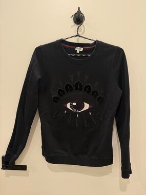 Kenzo Navy Sweatshirt with Green Logo and Mauve Trim
